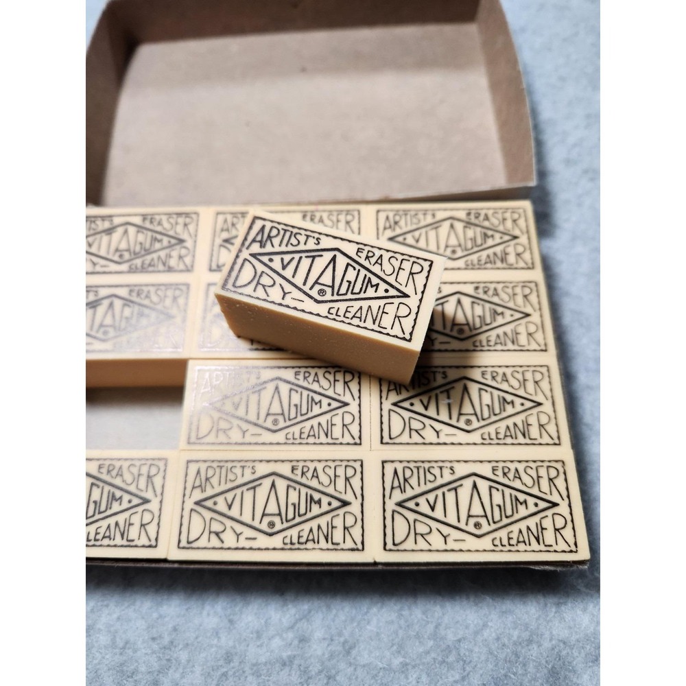 Vintage Vitagum Art‎ Artist Erasers Box  12 Drawing Supplies Dry Cleaner New NOS